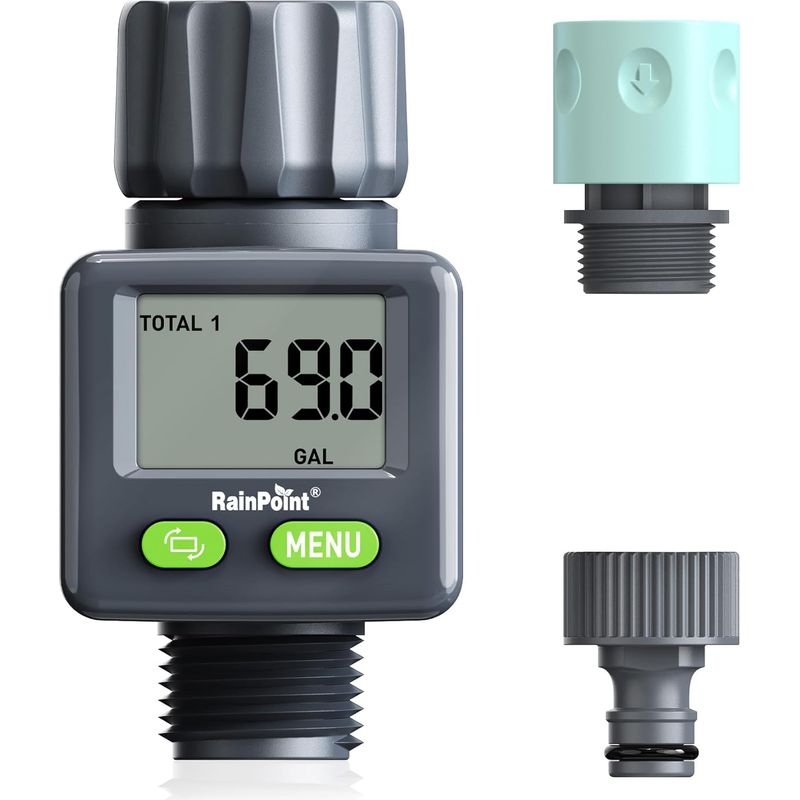 Rainpoint Wasserzähler – 180° Drehbarer Digitaler Durchflussmesser Für Den Garten, 4 Verbrauchssteuerungsmodi, Komfortabel Und Präzise