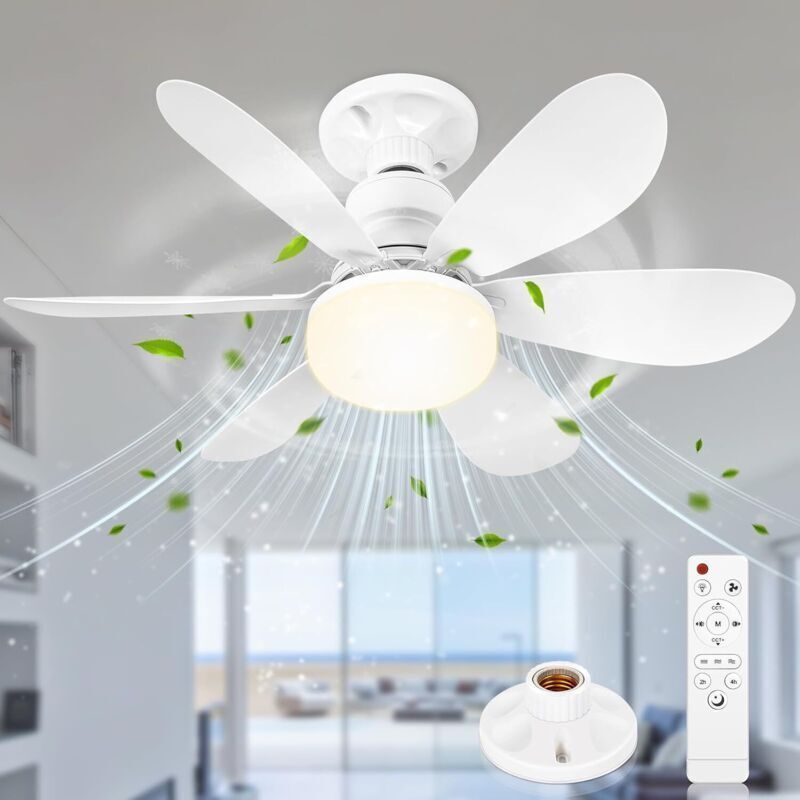 Leiser 52-cm-deckenventilator Mit Dimmbarer Led-beleuchtung – 6 Flügel – 3 Geschwindigkeitsstufen – Integrierter Timer – Inklusive Fernbedienung