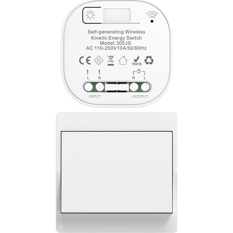 Eigenstromversorgter Funk-schalter, Eu-standard, Zweipolig, Batterielos, Für Die Hausbeleuchtung. Fernbedienung.