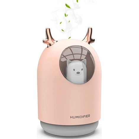 Bravix Humidificateur À Ultrasons Pour Chambre D'Enfant Avec Diffuseur De Parfum, Humidificateur D'Ambiance Avec 7 Couleurs De Lumière Led, Silencieux, Arrêt Automatique 12 Heures, Usb, Ménage, 300 Ml