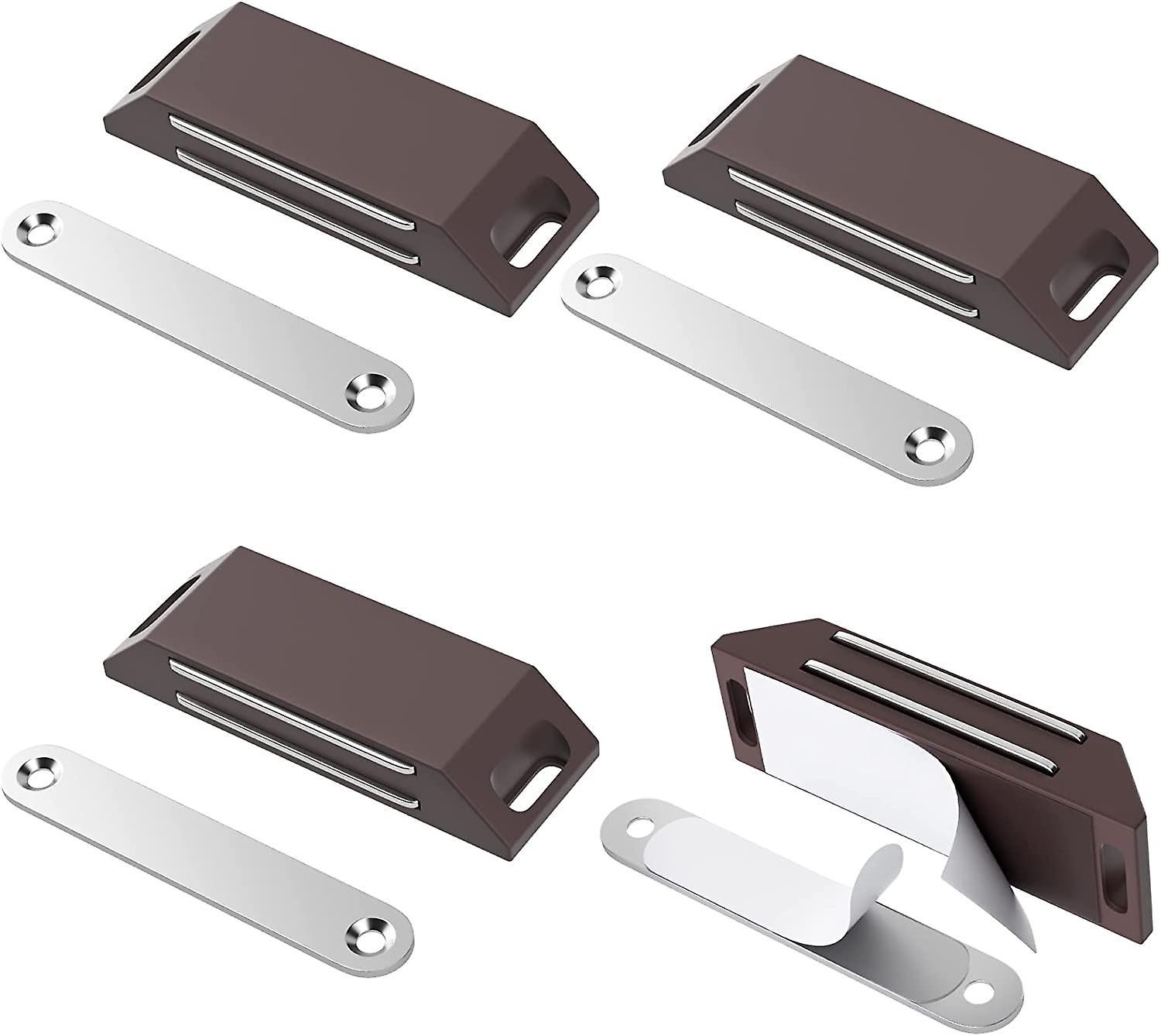 Set Mit 4 Magnetischen Türschlössern (braun) Schranktürmagnete Selbstklebende Schranktürmagnete Hochleistungs-türmagnete