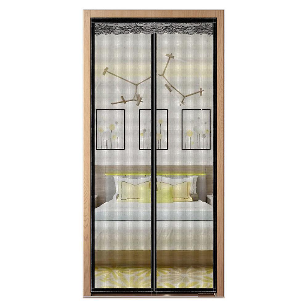 Magnetisches Moskitonetz Für Türen, 90 X 210 Cm, Mückenabweisender Türvorhang Mit Klebestreifen, Grau-schwarz Gestreift