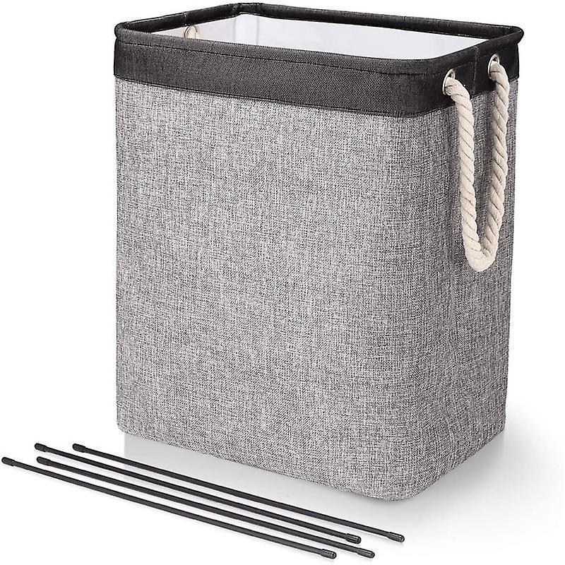 Großer Wäschekorb (78 L, 60 X 42 X 31 Cm), Schwarz/grau, Faltbar, Mit Seilgriffen, Aufbewahrungskorb, Geeignet Fürs Schlafzimmer