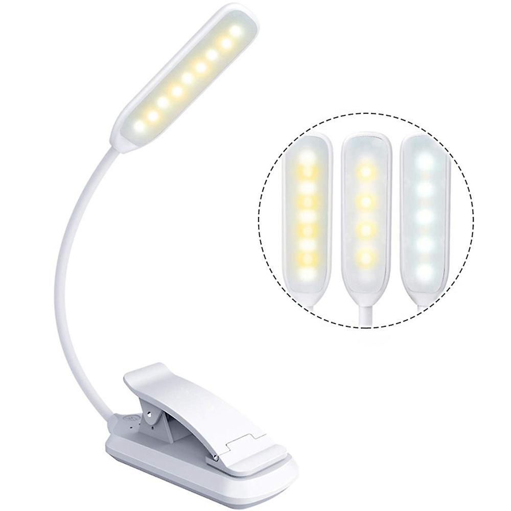 Leselampe, Wiederaufladbare Led-buchklemme Mit Usb-anschluss Und 9 Beleuchtungsmodi (3 Farben: Warm, Kalt & Neutralweiß), 360° Flexibles Leselicht