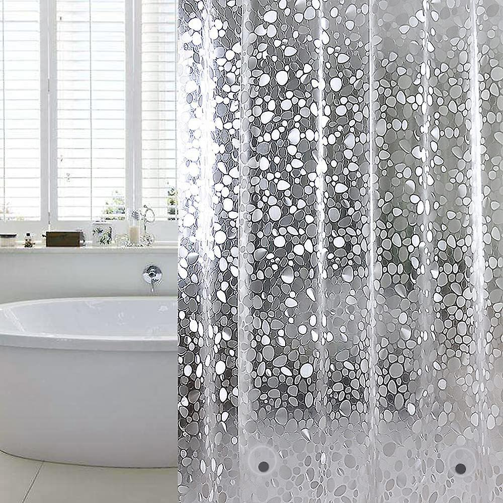 180 X 180 Cm Großer Eva-duschvorhang, Schimmelresistent, Wasserdicht, Kieselsteinmuster, Mit 12 Rostfreien Haken, Halbtransparenter Badezimmervorhang