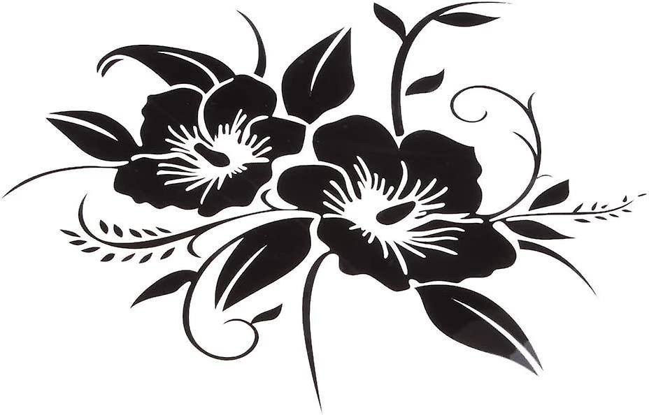 18,8 X 18 Cm Schwarzer, Modischer Blumen-dekoraufkleber Für Auto/motorrad