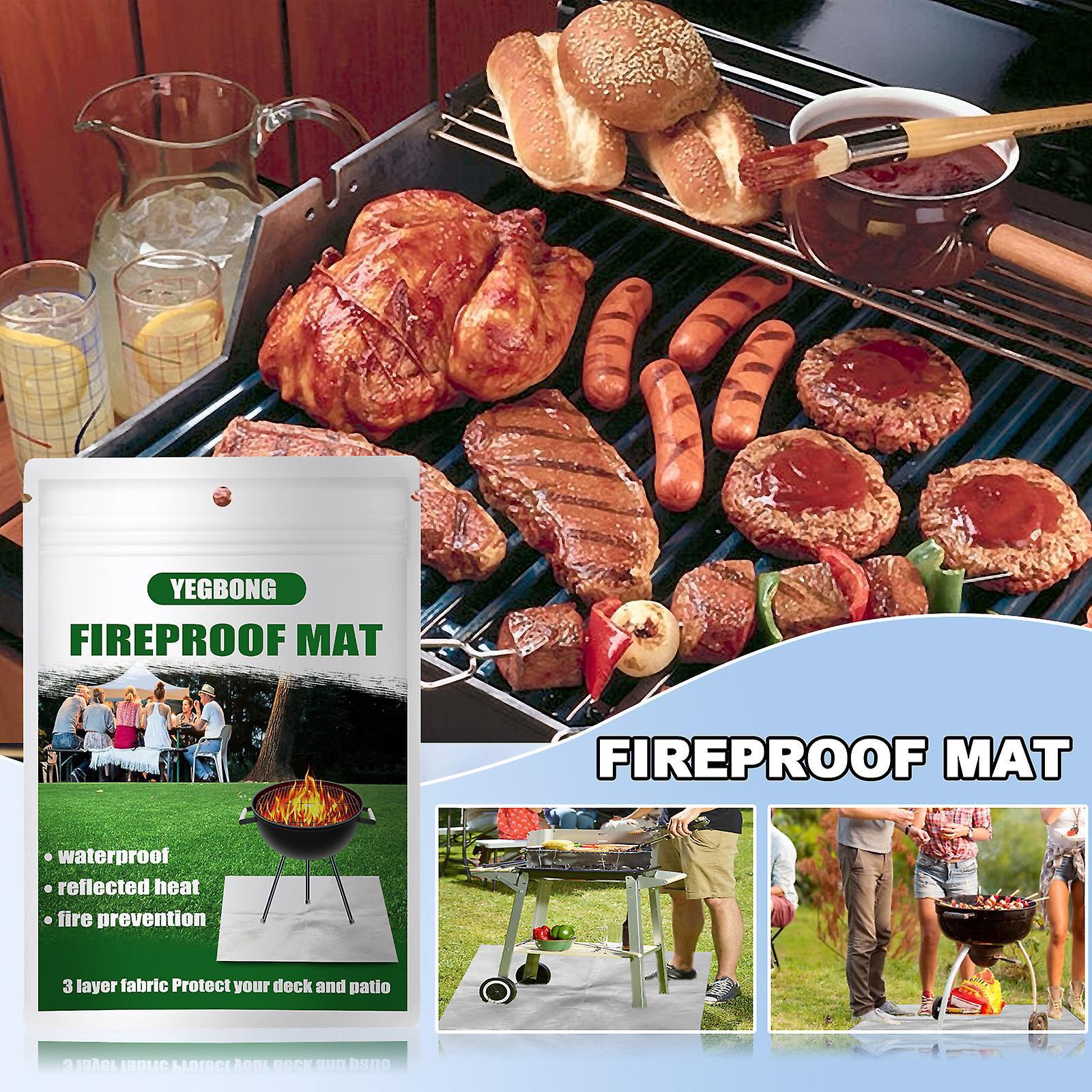 Feuerfeste Matte 1 X 1 M, Hitzebeständig Bis 500 °c, Silberfarben, Feuerfestes Gewebe, Ideal Als Feuermatte Oder Grillmatte, Schutzmatte