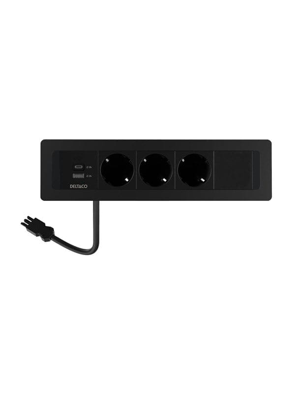 Deltaco OFFICE Power Strip - 3 Outlets