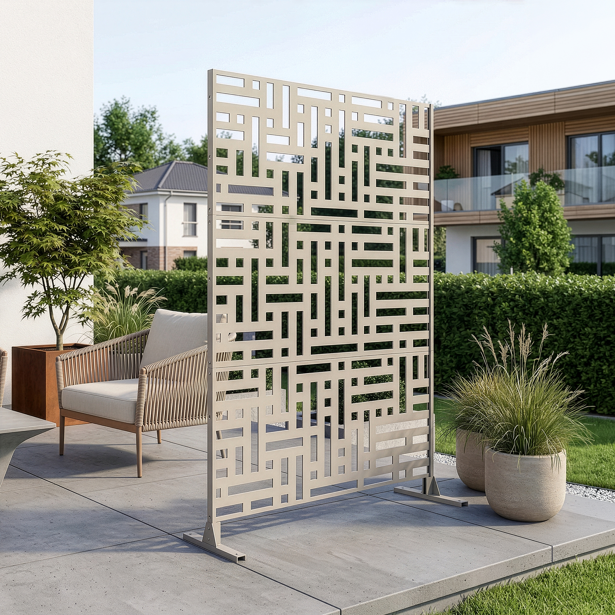 Trennwand Bernalda 180x120 Cm Stahl Knoblauchbeige [casa.pro]