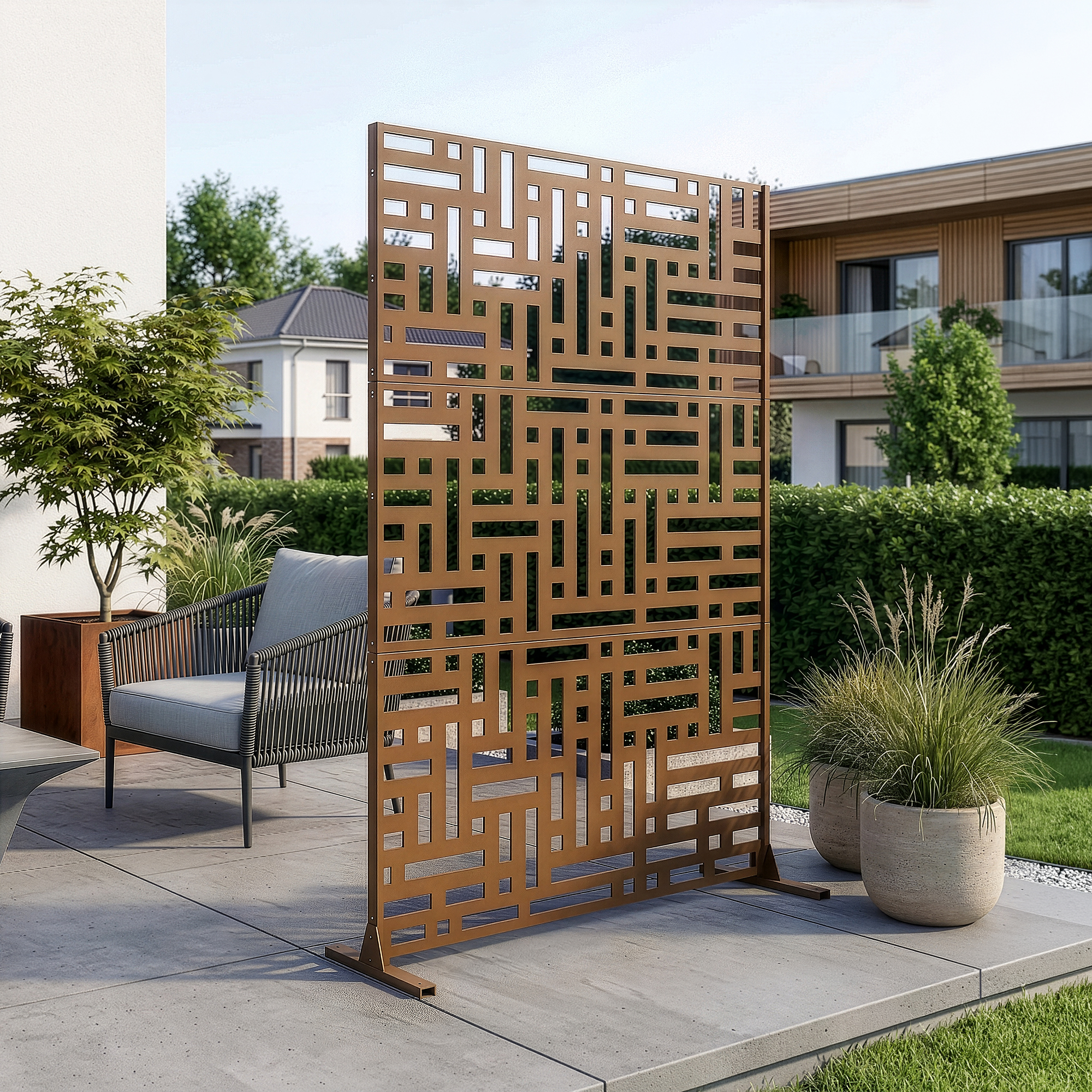 Trennwand Bernalda 180x120 Cm Stahl Braun [casa.pro]