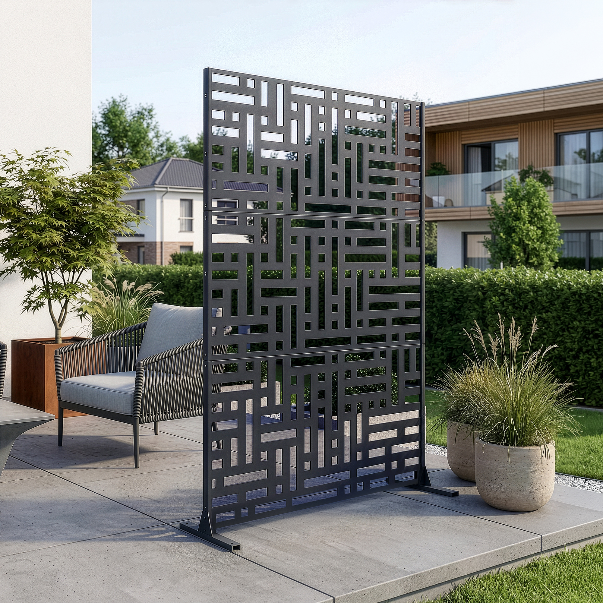 Trennwand Bernalda 180x120 Cm Stahl Anthrazitgrau [casa.pro]