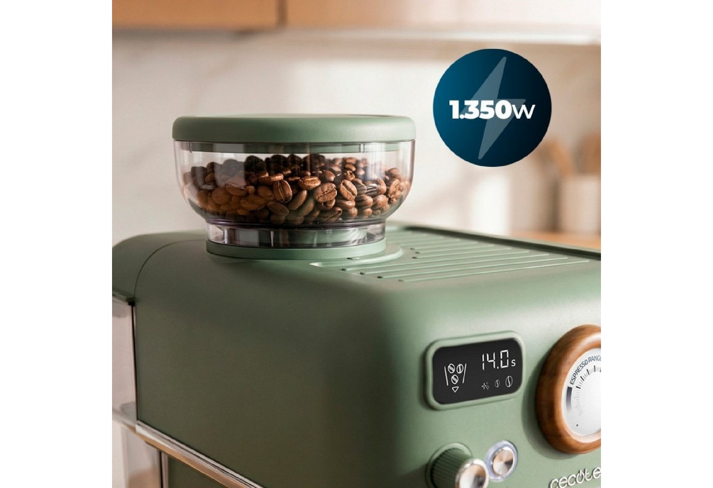 Cecotec Espressomaschine Power Espresso 20 Tradizionale Grind, 1500 W, Mahlwerk, 20 Bar, Pid Bild 2