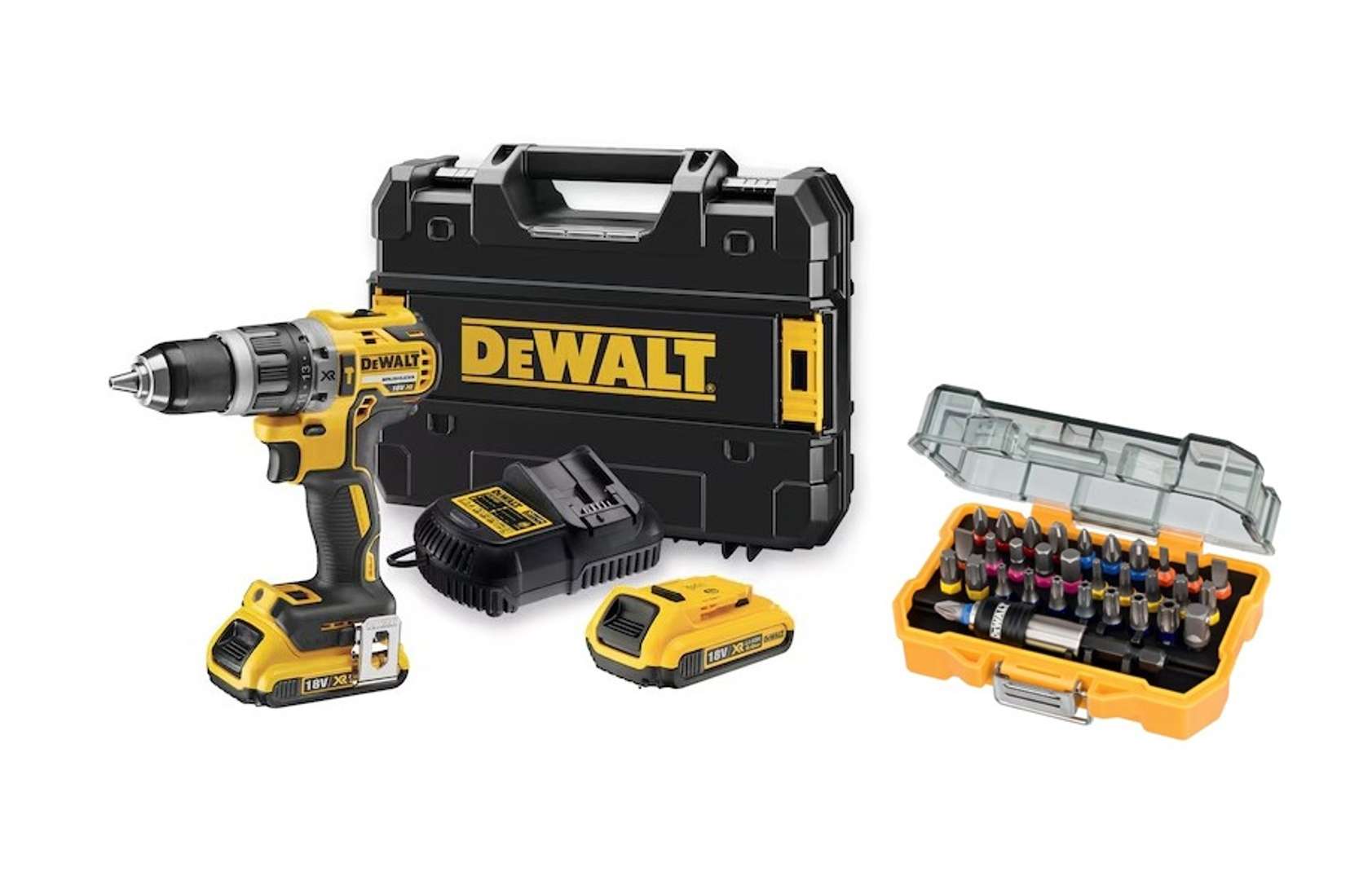 Dewalt - 18v Akku-schlagbohrschrauber Mit Zubehör, 2x Akku 2,0 Ah Li-ion, Ladegerät Dcd796d2a