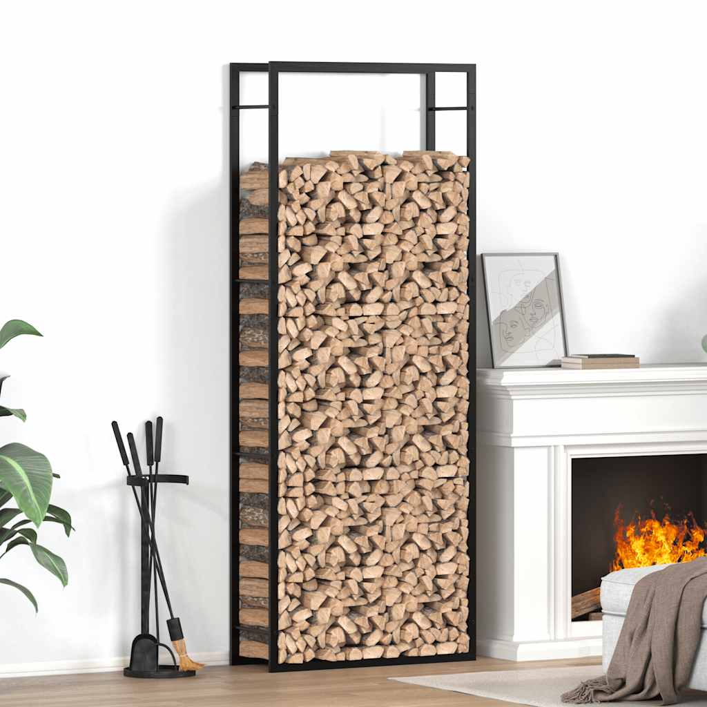 Brennholzregal Mattschwarz 80 X 28 X 222 Cm Stahl