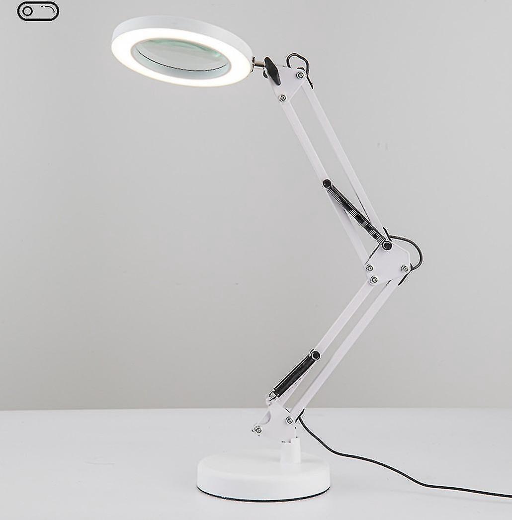 10-fache Vergrößerungslupe Mit Beleuchtung Und 3 Farbmodi, Schreibtischlampe Mit In 10 Stufen Einstellbarer Helligkeit (weiß).
