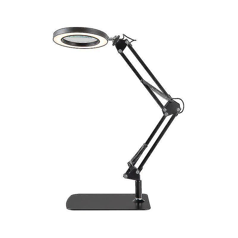 10-fache Vergrößerungslupe Mit Licht Und 3 Farbmodi, Schreibtischlampe Mit Einstellbarer Helligkeit (schwarz)