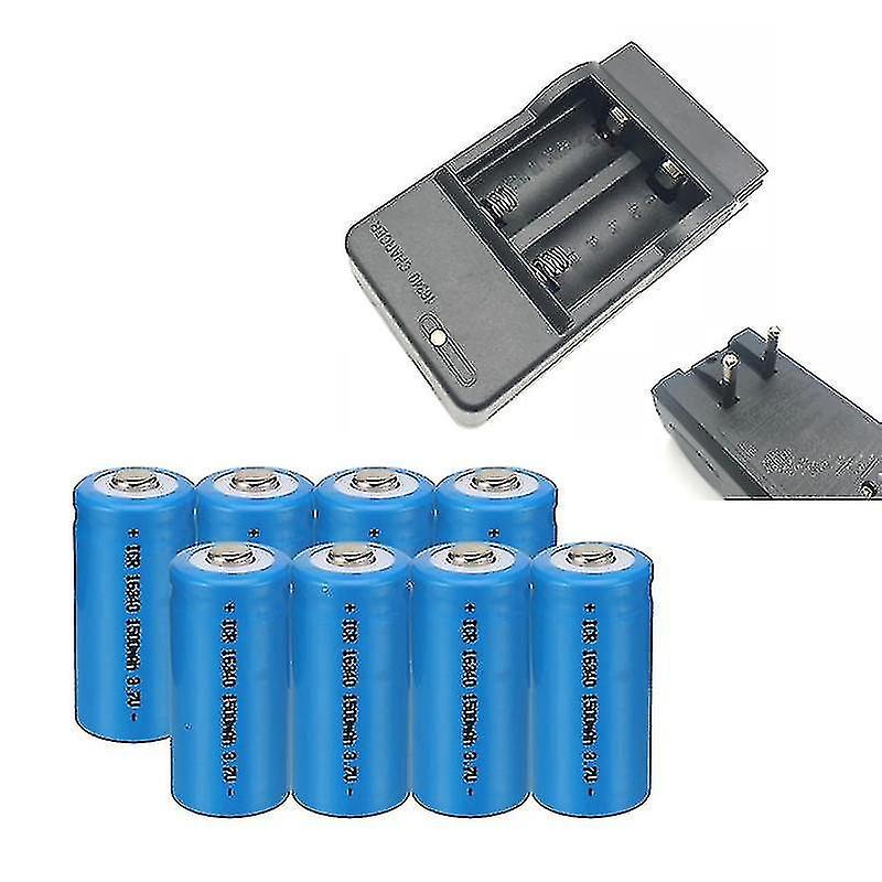 Chomel 3,7v 1500mah 16340 Cr123a Li-ionen-akku Für Led-taschenlampe, Inklusive Reise-wandladegerät (rot).