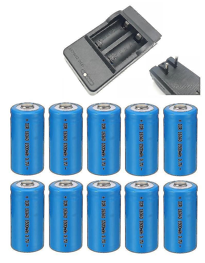 Wiederaufladbarer 3,7-v-lithium-ionen-akku (cr123a-kompatibel) Von Chomel Für Led-taschenlampen. Inklusive Reiseladegerät. Farbe: Blau.