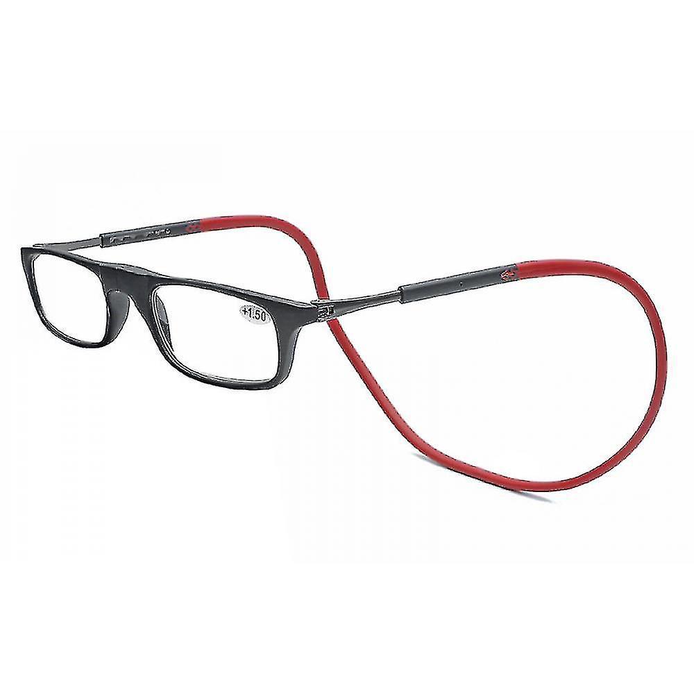 Hochwertige Magnetische Lesebrille Zum Um-den-hals-tragen, Originelles Design – 2,25-fache Vergrößerung – Rot