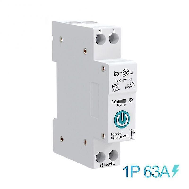 Tuya Zigbee Smart-leistungsschalter Mit Zähler, 1-polig, 63 A, Din-schienenmontage, 63 A Ohne Zähler