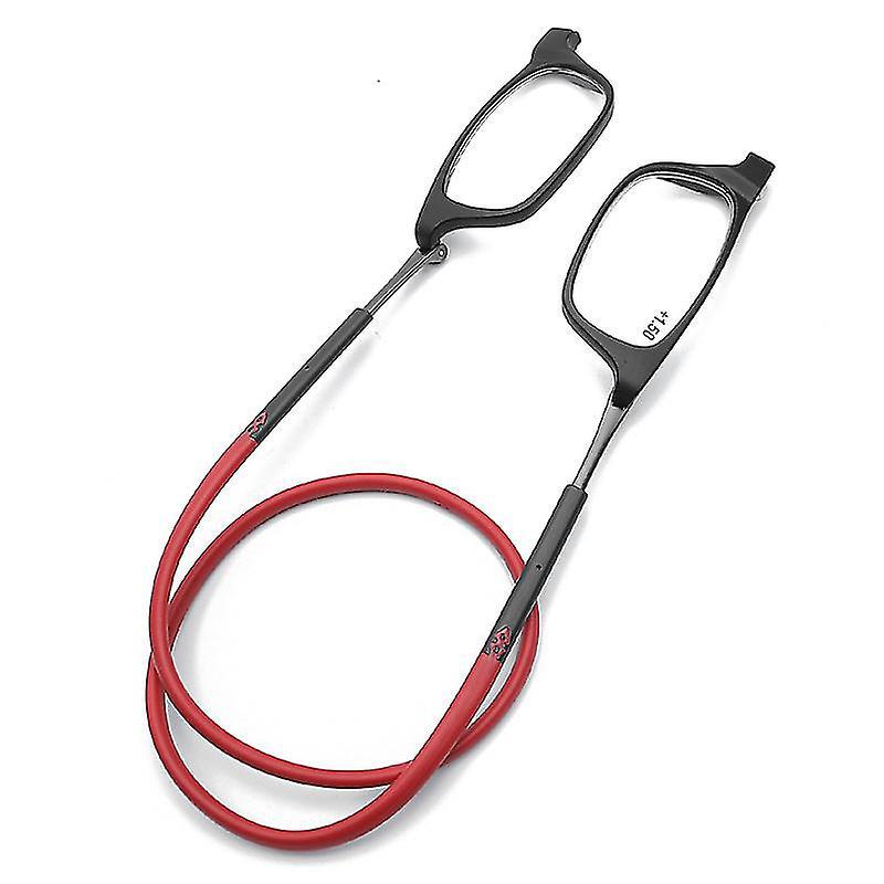 Hochwertige Magnetische Lesebrille Zum Um-den-hals-tragen, Originelles Design – 3,5-fache Vergrößerung – Rot