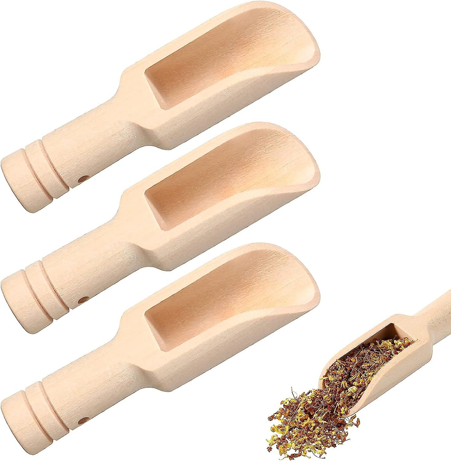 Set Mit 3 Mini-holzlöffeln Für Badesalz, Honig, Gewürze, Zucker, Eiscreme Und Ätherische Pulver