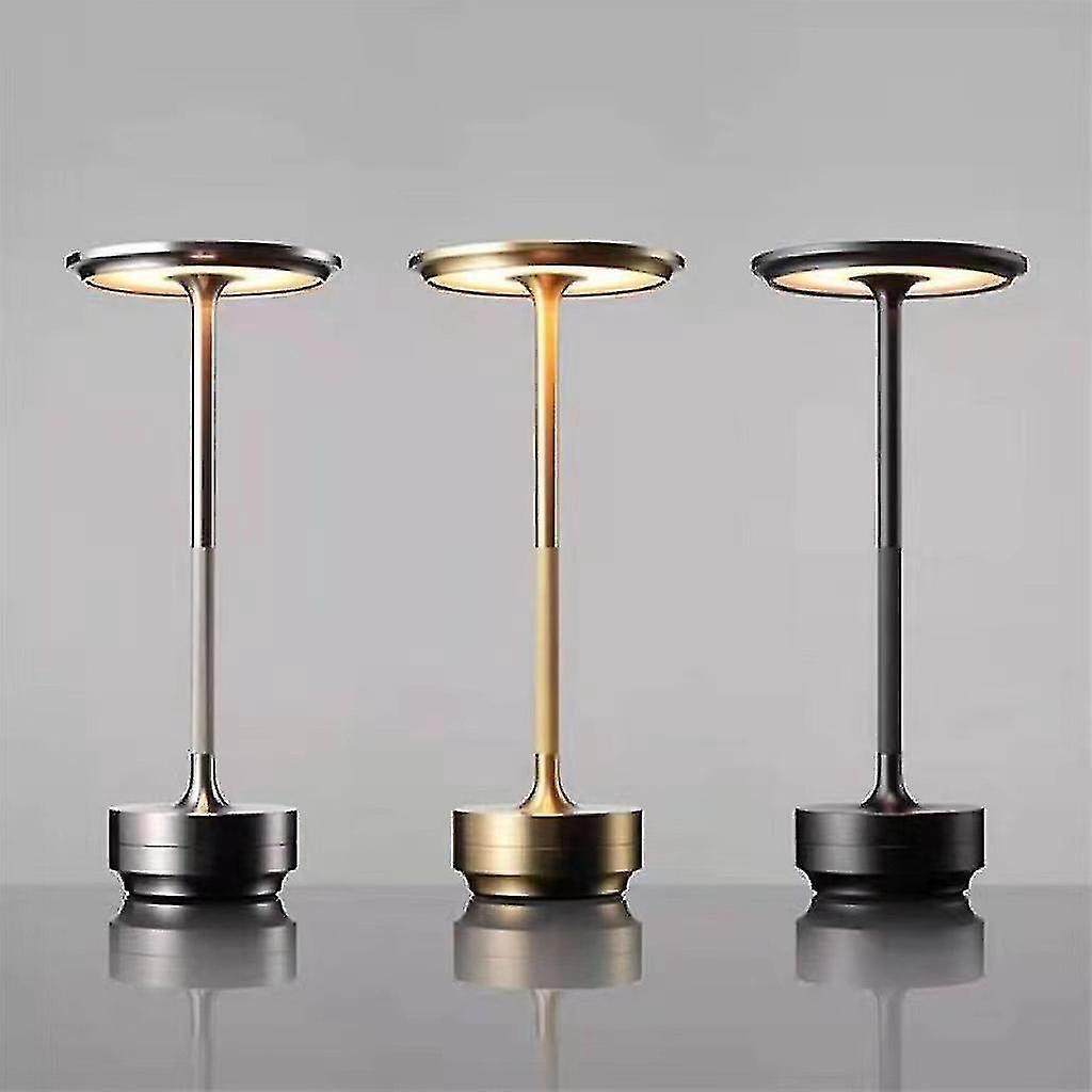 Kabellose, Dimmbare, Wasserdichte Tischleuchte Aus Metall, Usb-aufladbar – 1 Stück, Goldfarben
