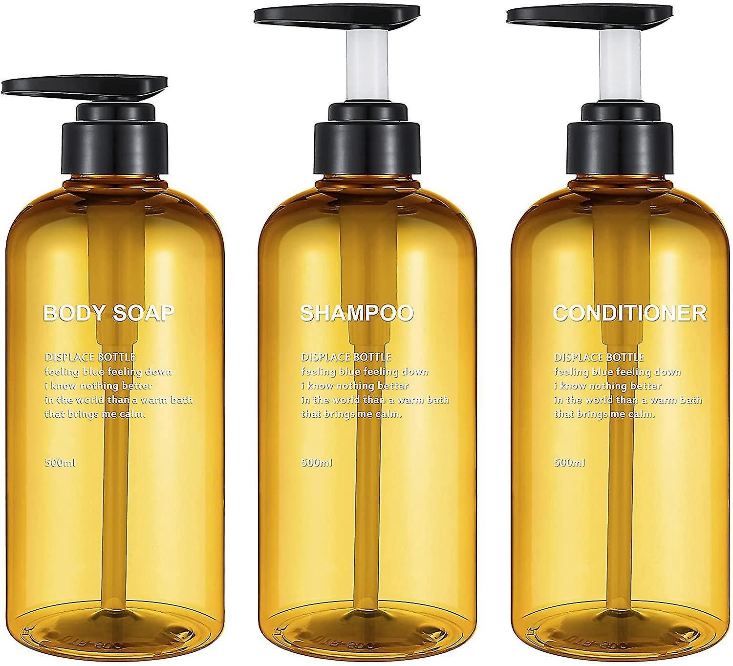 Set Mit 3 Leeren 500-ml-shampooflaschen (17 Oz), Gelbe Kunststoff-pumpflaschen Mit Seifenspender