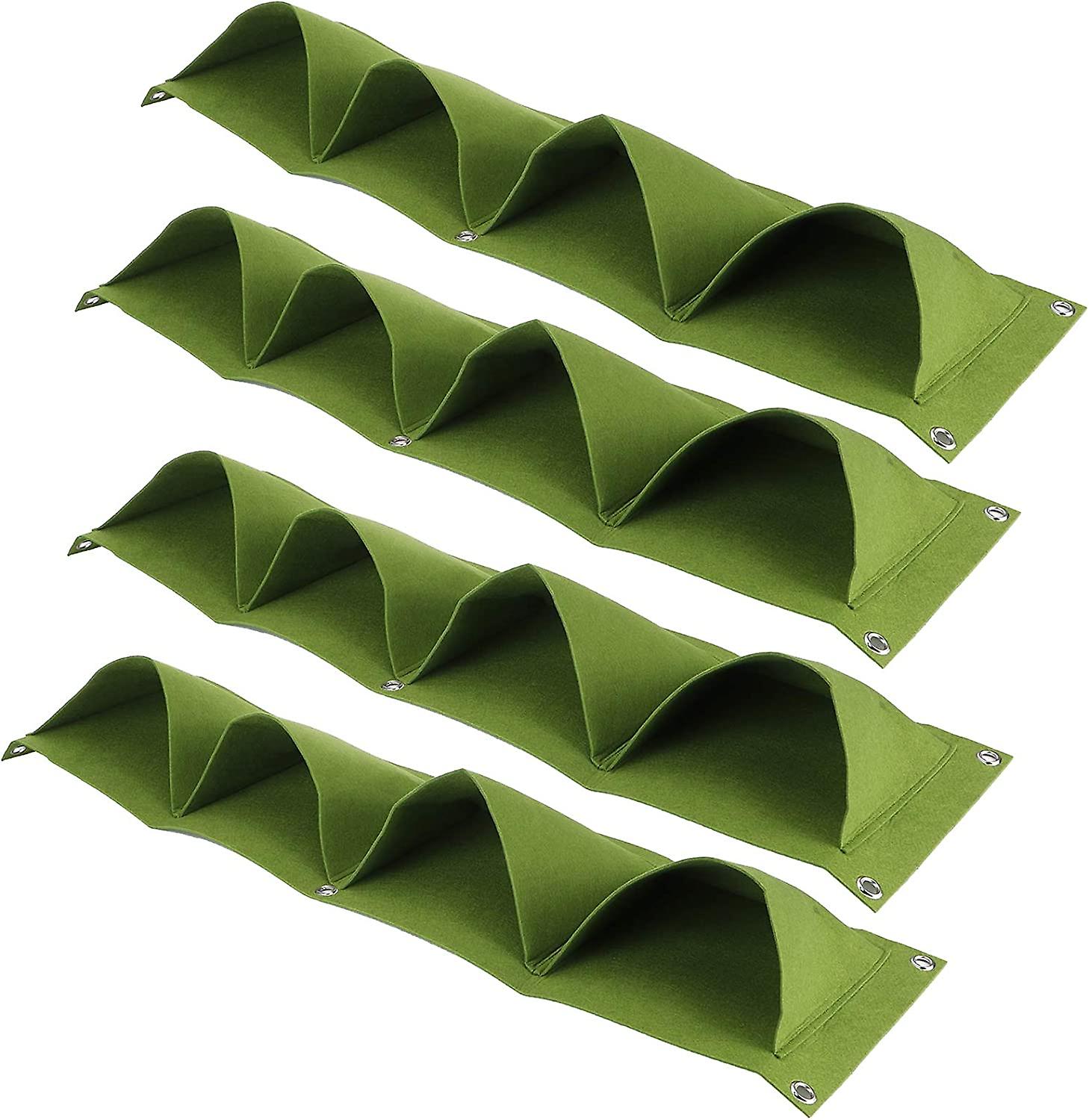 Set Aus 4 Wandmontierten Pflanzsäcken Mit Je 4 Fächern, Biologisch Abbaubare Und Wiederverwendbare Pflanzsäcke Für Blumen, Obst Und Gemüse, Gartengeräte Mit Drainagesystem.