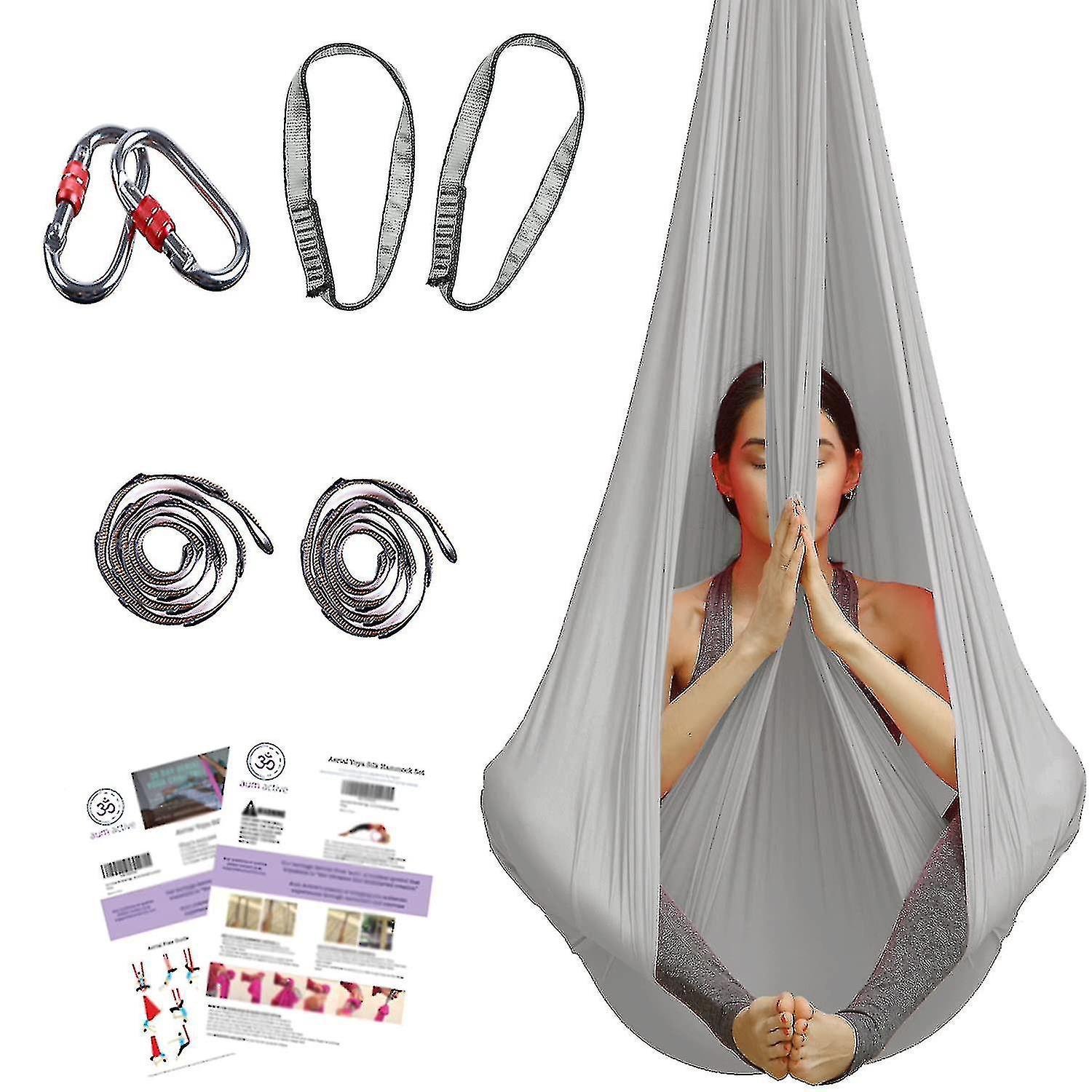 Aerial-yoga-hängematte – Strapazierfähiges Aerial-gewebe Mit Verlängerungsgurten Und Karabinern – Aerial-gewebe Für Den Heimgebrauch