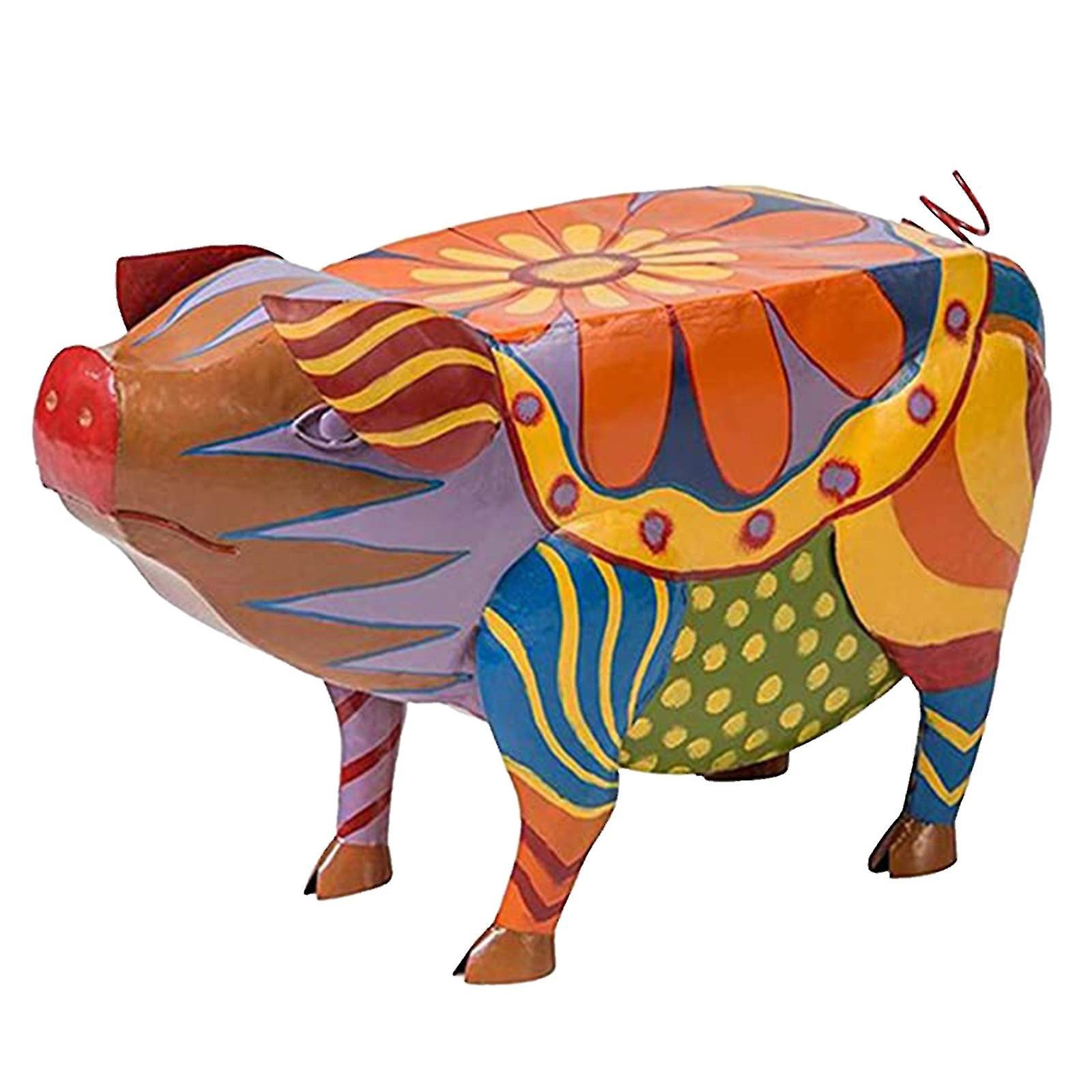 Bunte Tierfiguren (schwein, Kuh, Hund, Hahn) – Beistelltischdekoration – Bemalte Schweinefiguren Aus Kunstharz