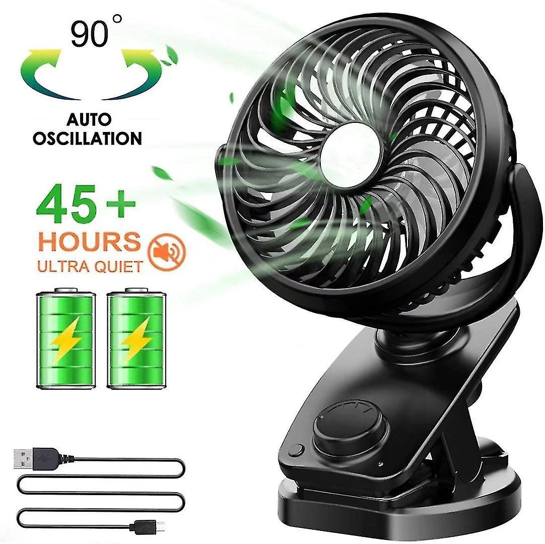 Leiser 5000-mah-tischventilator, Mini-usb-autoventilator, Oszillierend, 360°-drehung, Kontinuierlich Wiederaufladbar