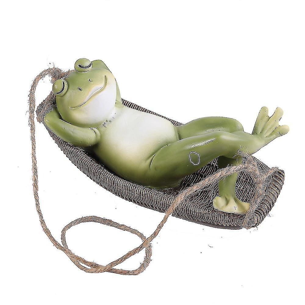 Dekorative Harzfigur, Die Einen In Einer Hängematte Hängenden Frosch Darstellt, Für Garten Oder Terrasse.