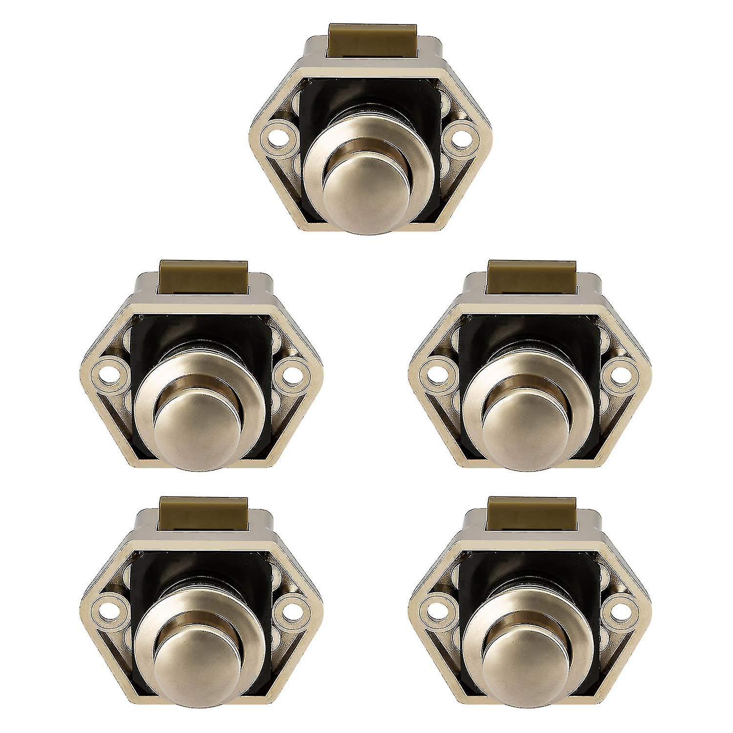 10 Mini-druckknopf-schubladen-/schranktürschlösser Für Wohnwagen/wohnmobile, Vernickelt, 5 Stück