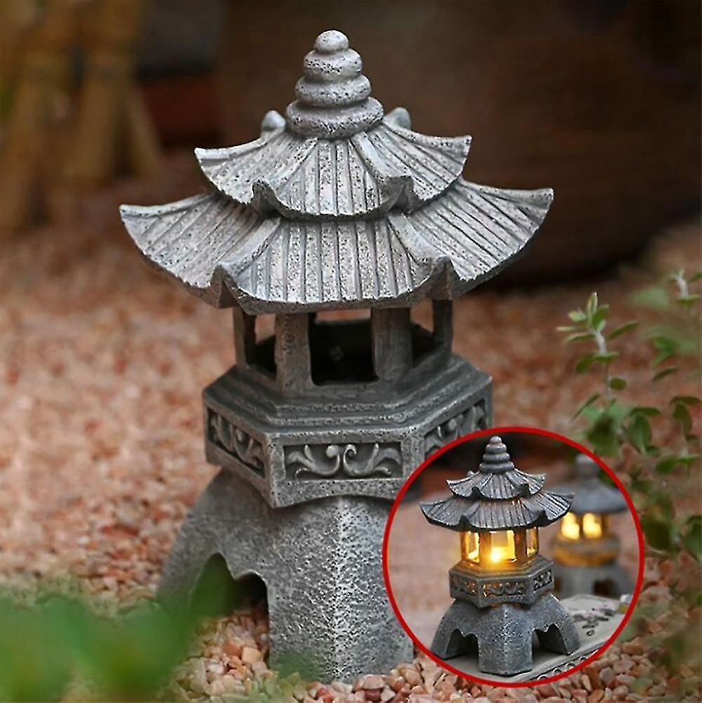 Solarbetriebene Pagodenlaternen-statuen, Beleuchtete Gartendekorationen Im Japanischen Stil, Freistehende Und Beleuchtete Vintage-pagode.