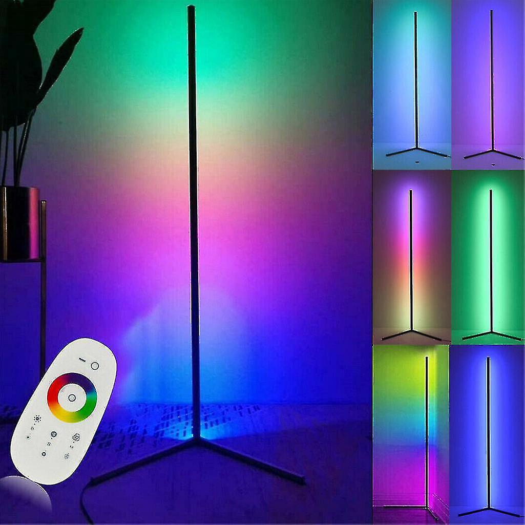 Rgb-led-eckstehleuchte Mit Farbwechselnder Fernbedienung, Minimalistischem Design, Stimmungsvollem Licht