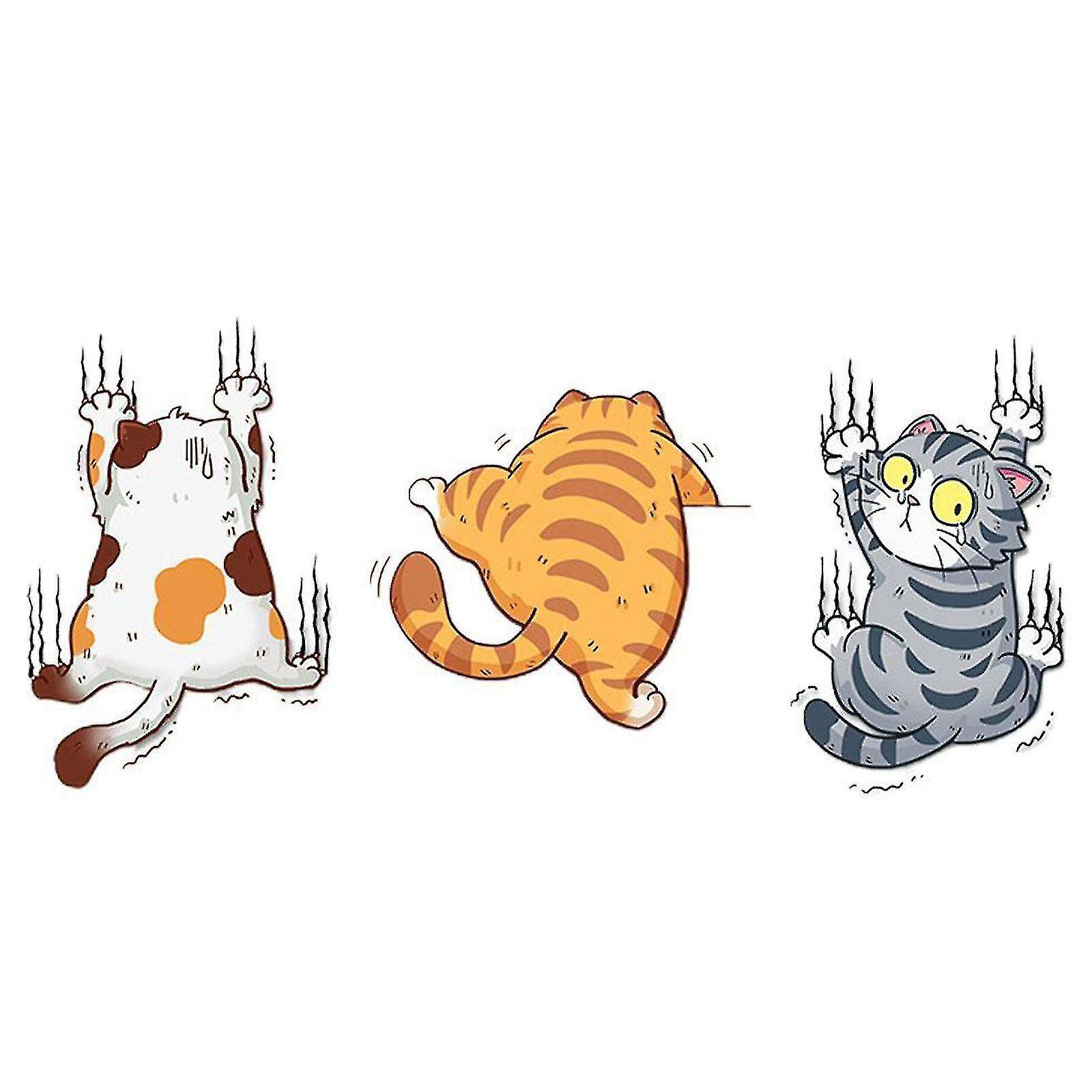 Set Mit 3 Katzen-autoaufklebern, Aufkleber Mit Zerkratzter Katze, Lustiger Dekorativer Katzenaufkleber, 3d-vinyl-tieraufkleber
