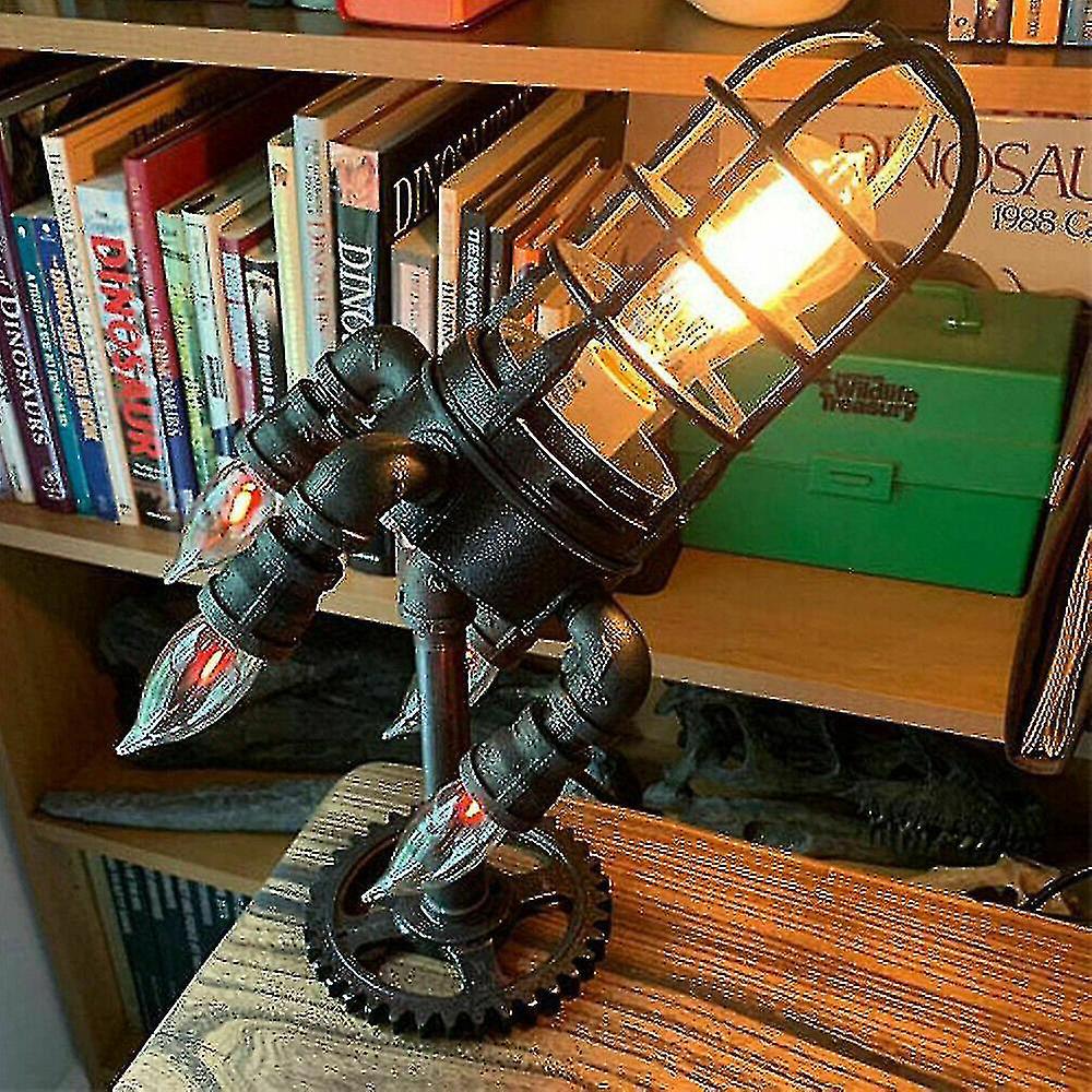 Retro-tischlampe Im Industriestil Mit Raketenmotiv, Steampunk-lampe, Dekoration