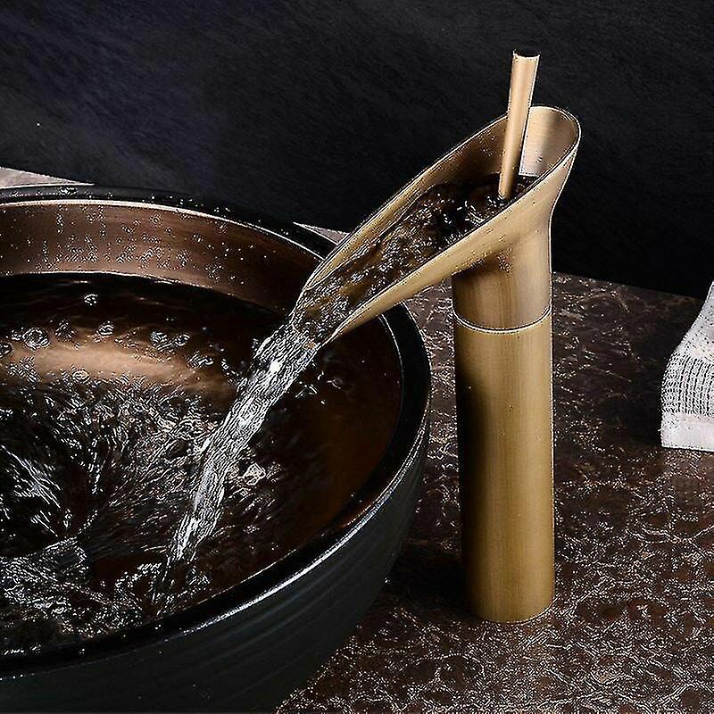 Wasserfall-waschtischarmatur – Verstellbare Warm-/kaltwasser-waschtischarmatur (verchromtes Messing)