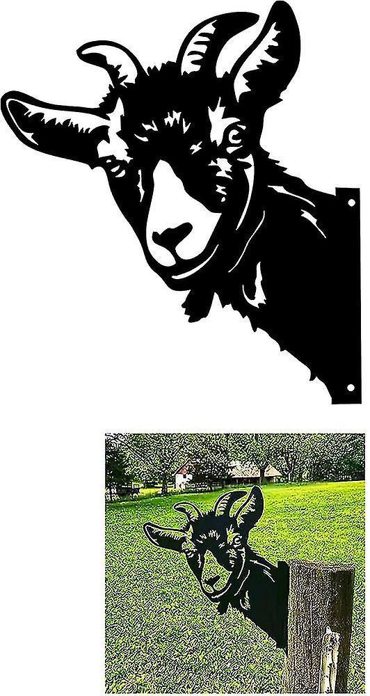 Gartendekoration Aus Metall Mit Bauernhofmotiven, Gartenzaundekoration, Hängekunstwerke Für Den Garten, Ziegenstatue Für Den Garten.