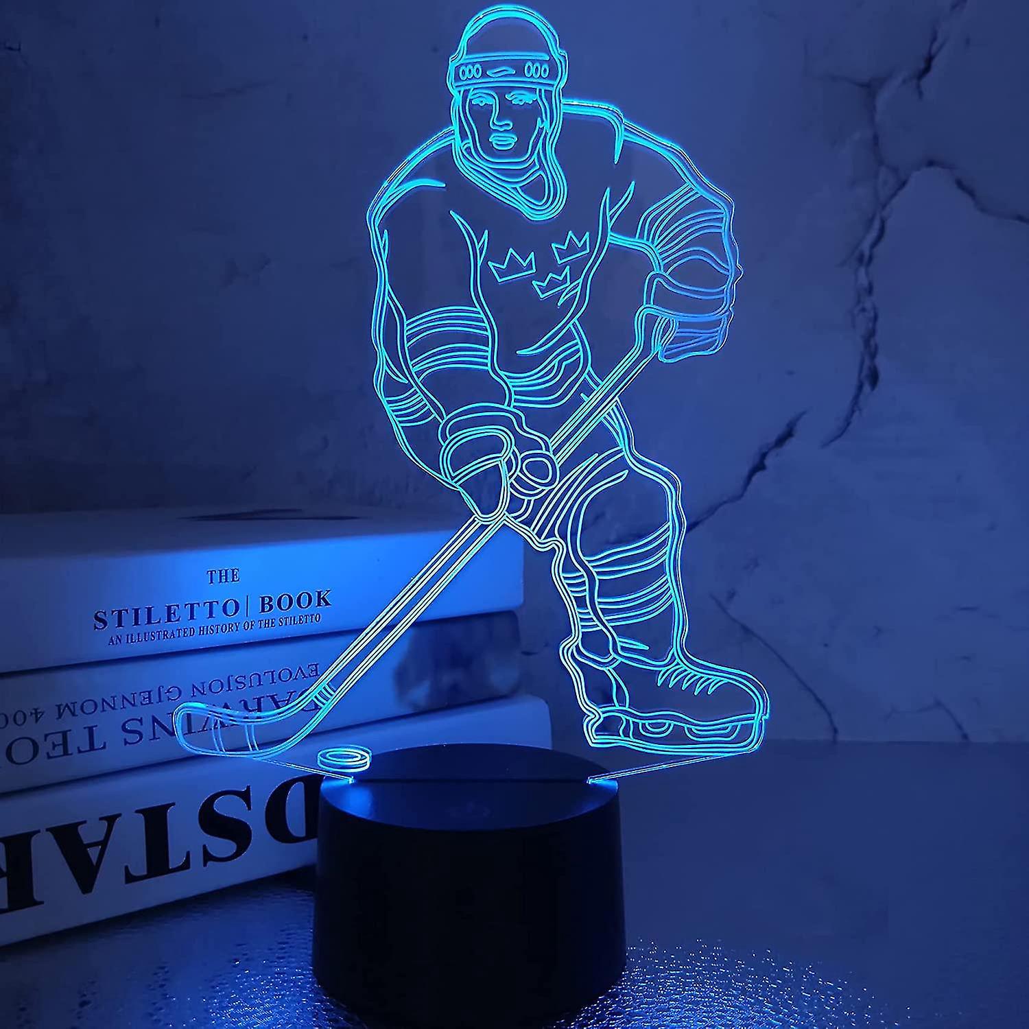 3d-nachtlicht Im Eishockey-design, 3d-illusions-bettlampe, 16 Wechselnde Farben Und Fernbedienung. Die Ideale Geschenkidee Zum Geburtstag Für Männer Und Frauen.