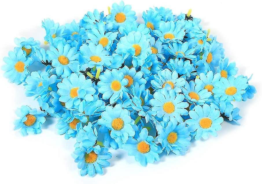 Set Mit 100 Künstlichen Stoffblumenköpfen, Gänseblümchen (rote Rose), Hellblau