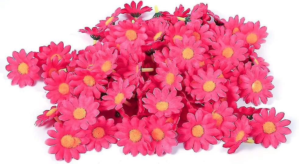 Packung Mit 100 Künstlichen Stoffblumenköpfen, Gänseblümchenart (rote Rose).