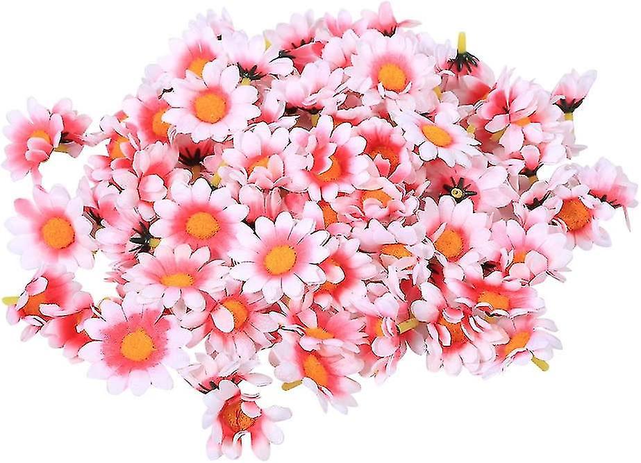 Packung Mit 100 Künstlichen Stoffblumenköpfen, Gänseblümchenart (hellrote Rose)