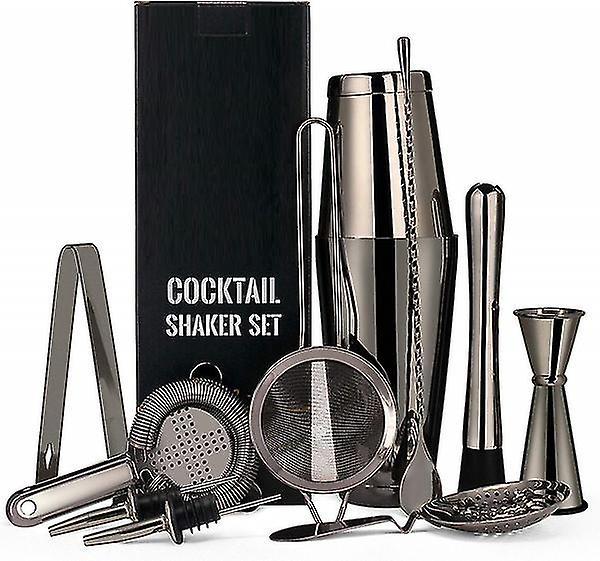 11-teiliges Boston-cocktailset, Shaker Aus Edelstahl 304, Schwarzes Barkeeper-set