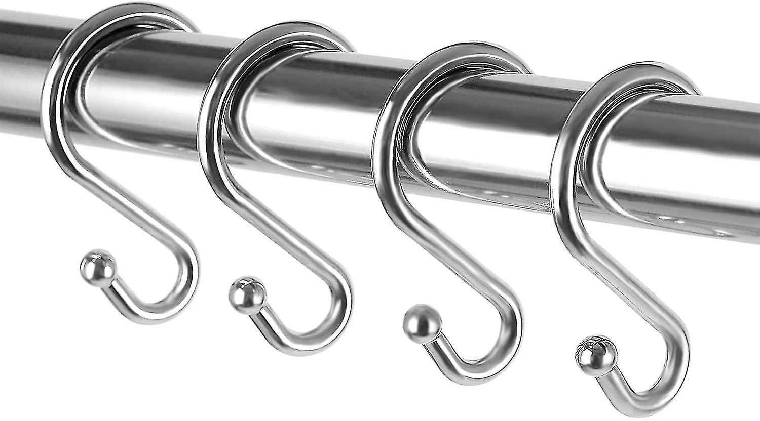 Verchromte Duschvorhanghaken Aus Metall, Rostfrei, S-förmig, Zum Aufhängen Von Duschvorhängen, Küchenutensilien, Kleidung Und Handtüchern – 24er-packung