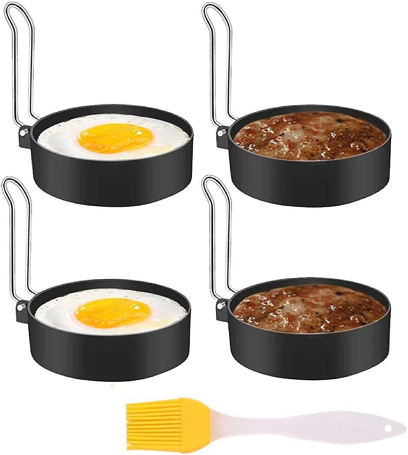 4 Antihaftbeschichtete Eierringe Zum Zubereiten Von Spiegeleiern, Pfannkuchen, Mcmuffins, Omeletts, Crumpets Und Di Man Jia (4er-set).