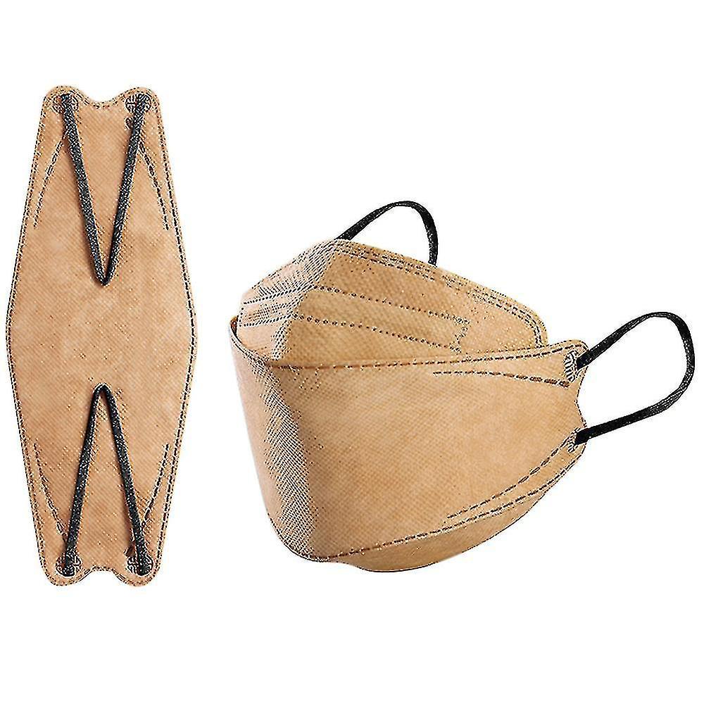 Packung Mit 50 Kn95-masken, Fischförmige Masken Für Erwachsene, Morandi Ffp2-masken, 4-lagige Kf94-schutzmasken, Kaffeefarben