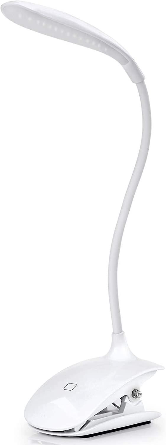 Wiederaufladbare Led-leseleuchte Zum Anklemmen Mit Usb-kabel Und 3 Helligkeitsstufen – Weiß