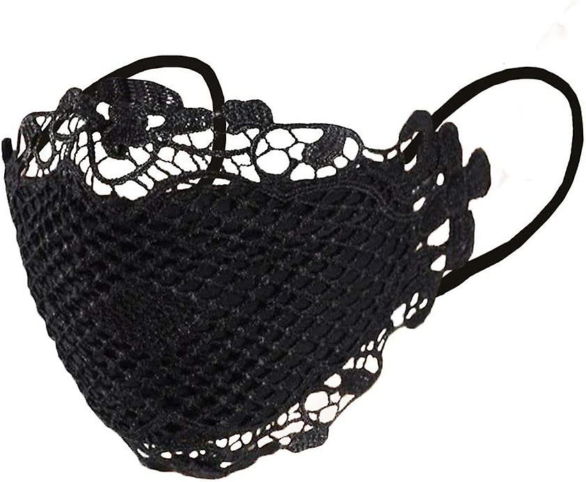 Gesichtsmaske Aus Baumwollmischgewebe Mit Zarten Spitzenapplikationen Und Weichen Ohrschlaufen – Waschbar, Wiederverwendbar Und Ideal Zum Radfahren, Campen Und Reisen.